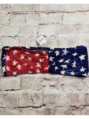 Tillys See You Monday American Flag Bandeau Red White Blue Bralette Casaul Top L